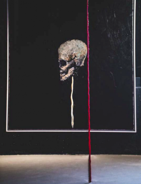 Alive and Expressing Loner, Oil on Canvas, Rope, Mixed Media