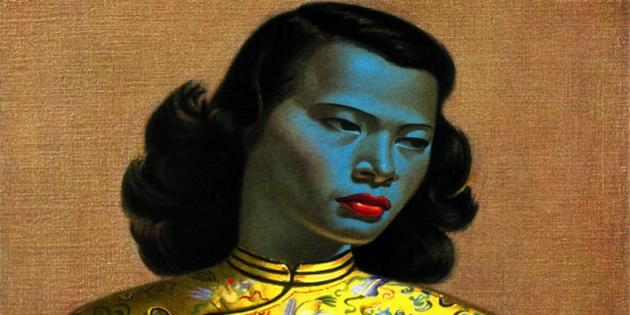 The Green Lady for Sofa Couch Living Room Bed Decorative Vladimir Tretchikoff Square 18x18 The Chinese Girl 
