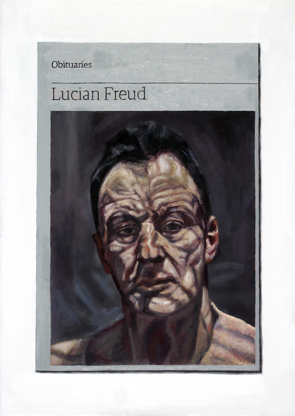 Hugh Mendes 'Obituary: Lucian Freud', 2016 Oil on linen 35x25cm