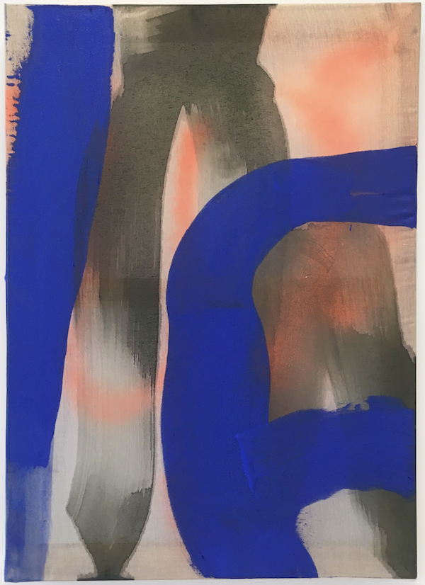 Betsy Bradley, Blue Tropic (2020). Acrylic on organza, 72x56cm. Courtesy the artist